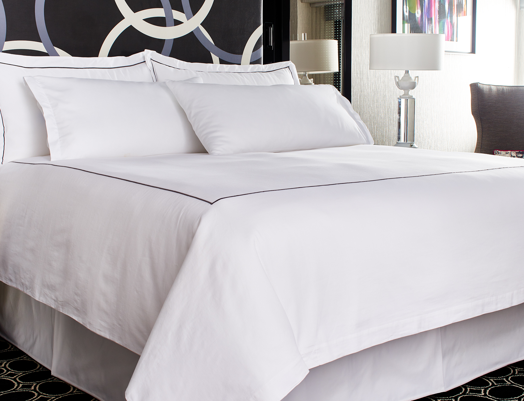 Charcoal Embroidered Bed Bedding Set Kimpton Style