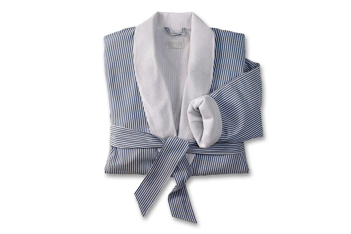 Navy Seersucker Robe
