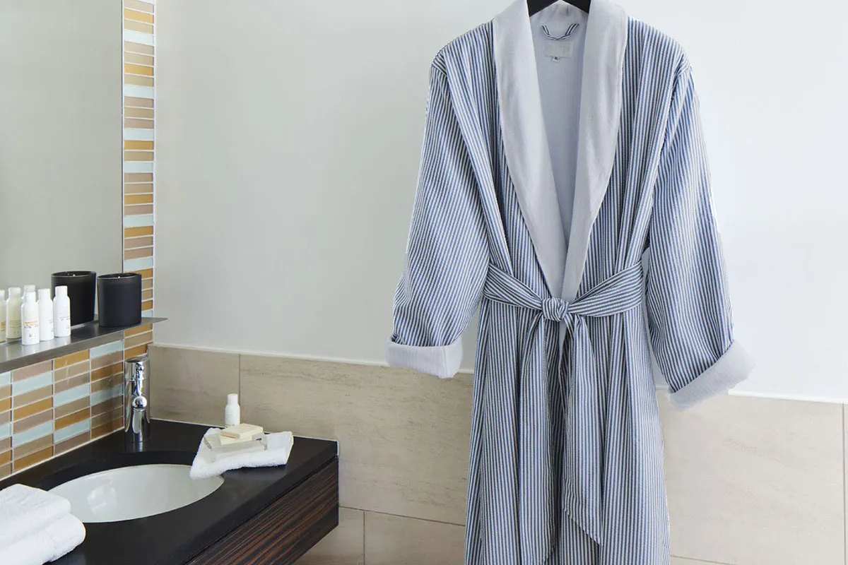 Navy Seersucker Robe