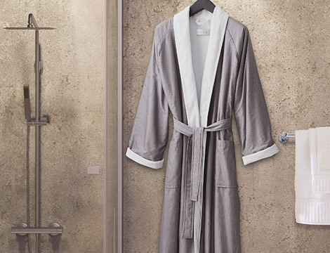 Pinstripe Shawl Collar Robe