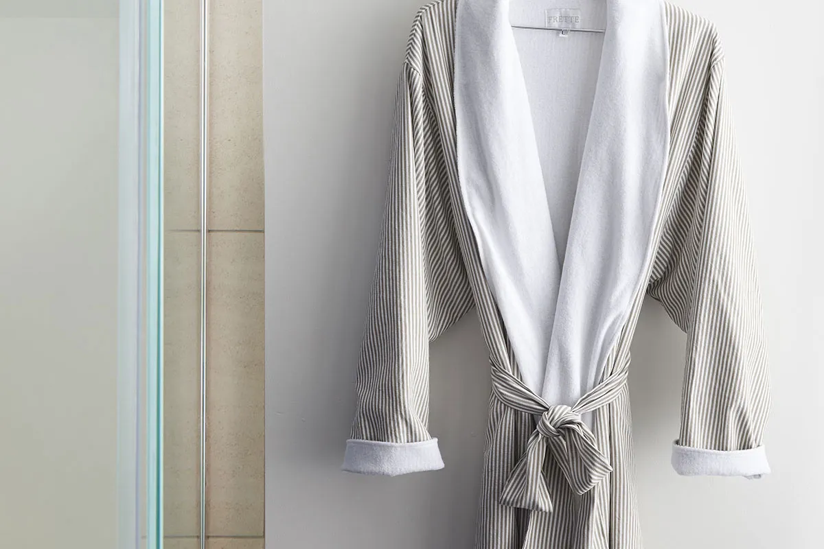 Taupe Seersucker Robe