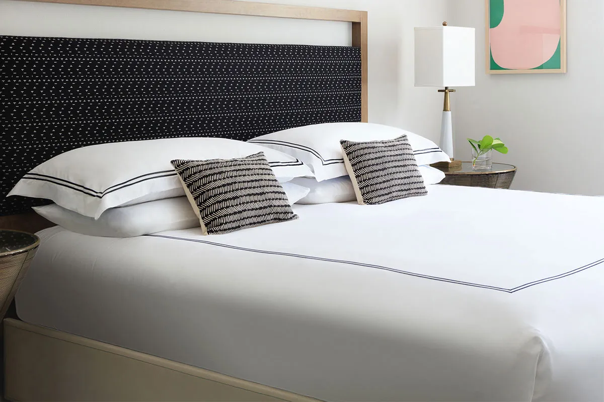 Black Embroidered Bed & Bedding Set