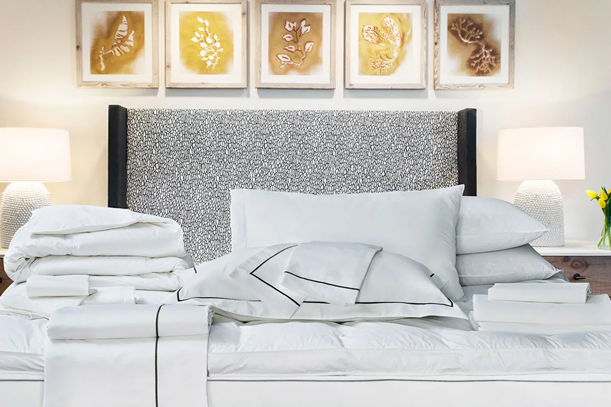 Charcoal Embroidered Bed & Bedding Set