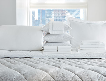 Grey Embroidered Bed & Bedding Set image